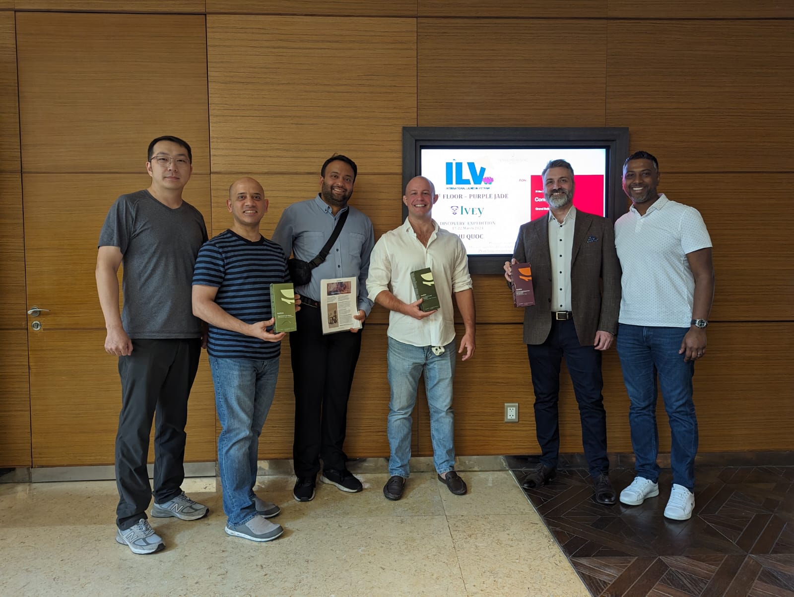The team with product samples during the Ivey discovery expedition
